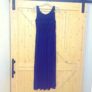 ❤️👗 Eyeshadow Crochet Boho Maxi Blue Scoop Neck Dress